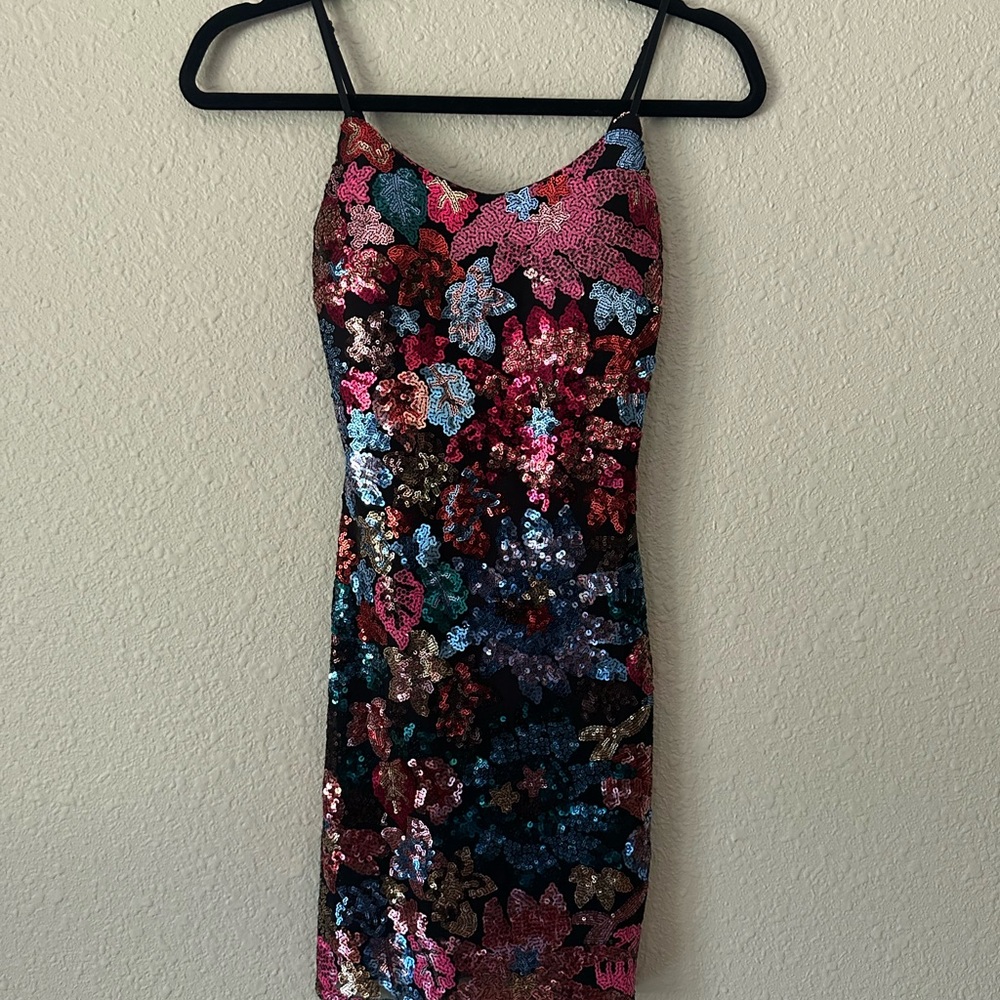 Crystal Doll Multicolor Sequin Mini Dress